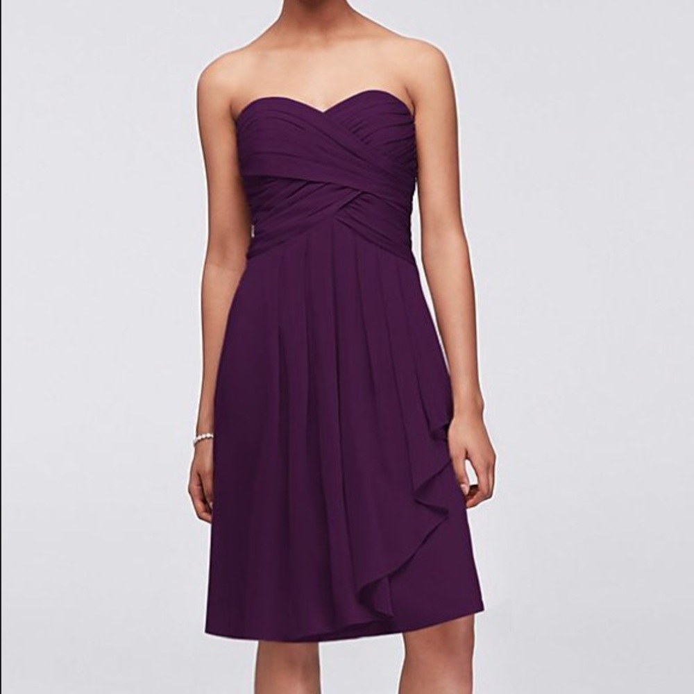 David’s Bridal Chiffon Dress with Front Cascade